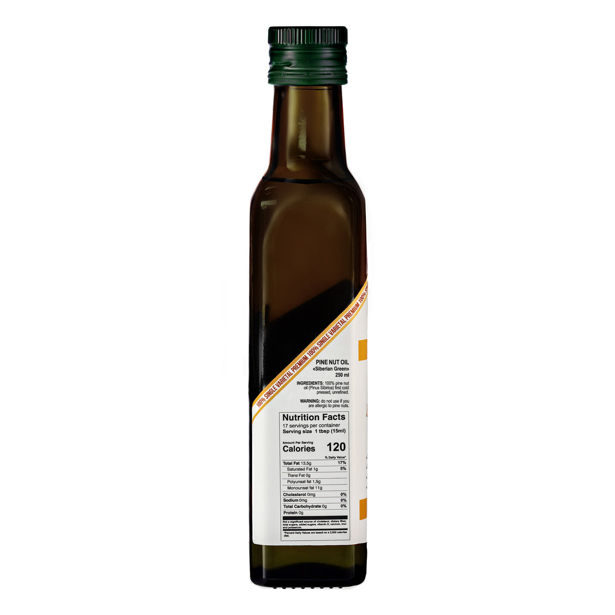 Siberian Green Organic Pine Nut Oil - Pressée à froid - Bouteille en verre de 250ml