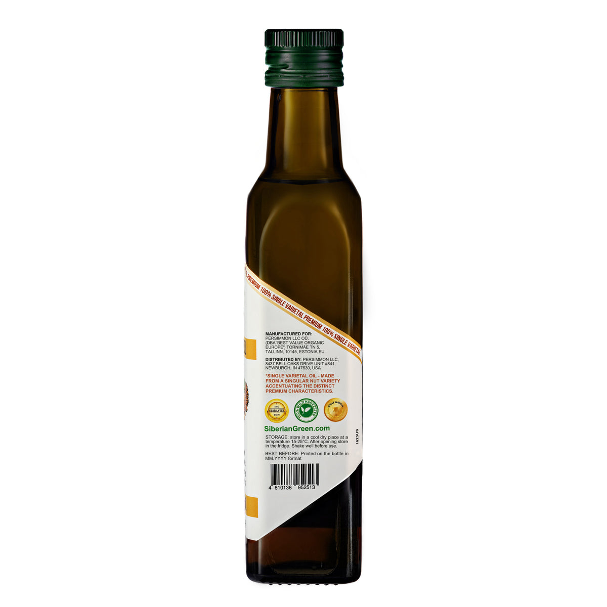 Siberian Green Organic Pine Nut Oil - Pressée à froid - Bouteille en verre de 250ml