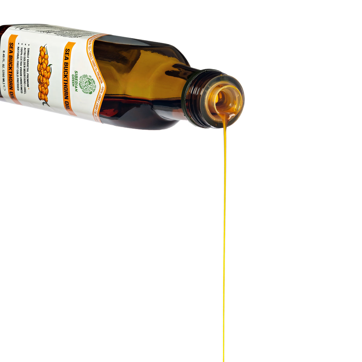 Huile d'Argousier Verte de Sibérie - 250ml Extra Vierge Pressée à Froid