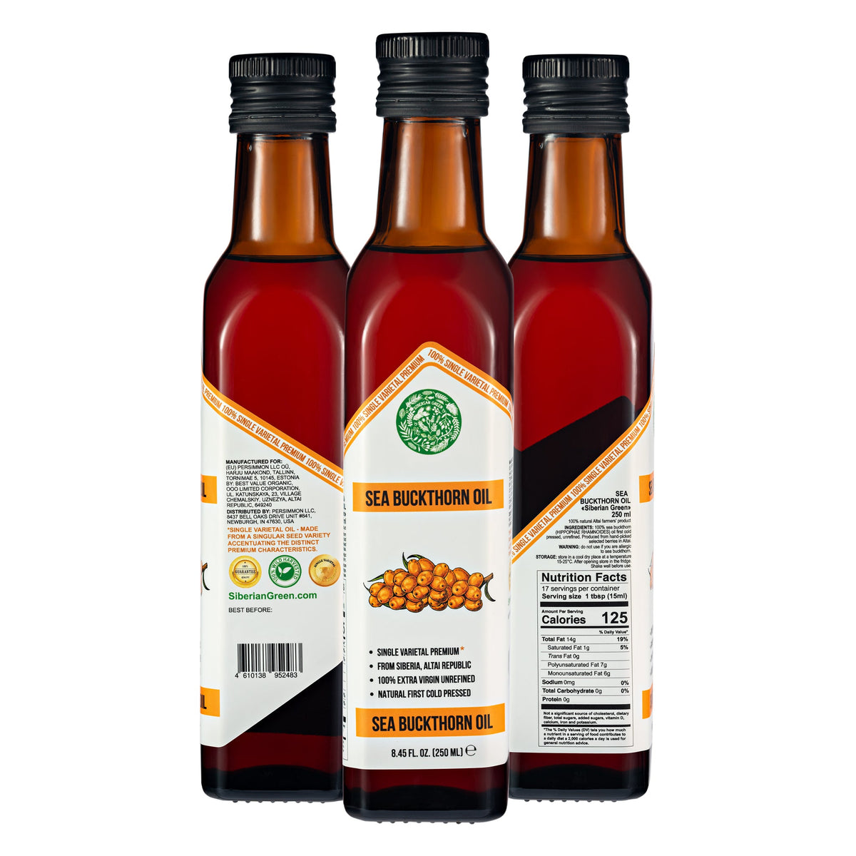 Huile d'argousier vert de Sibérie - 250 ml 