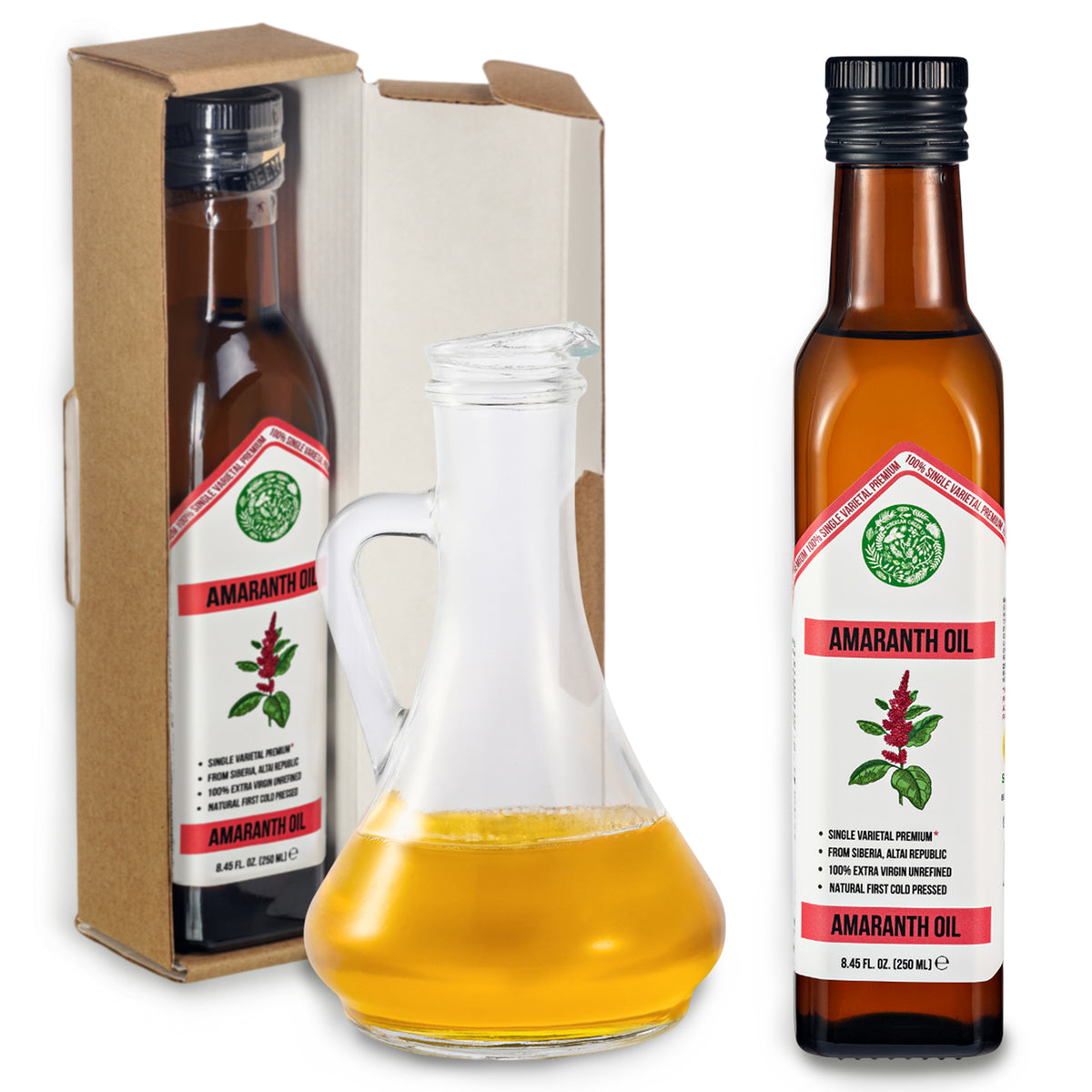 Huile d'Amarante Verte de Sibérie - Pressée à froid - Bouteille en verre 250ml
