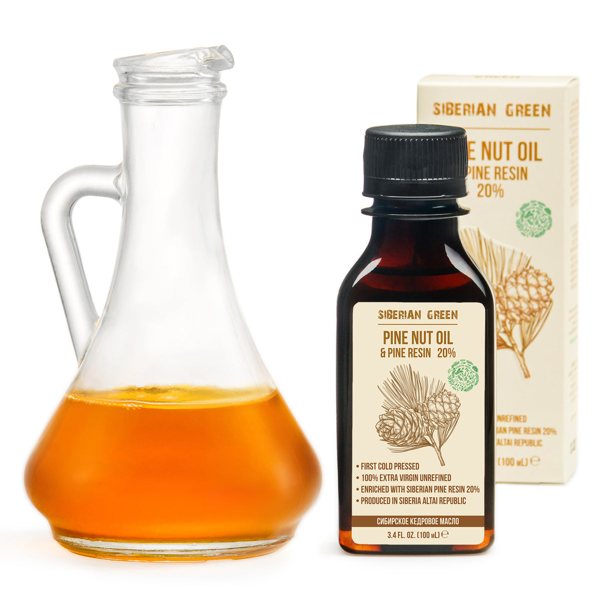 Huile de Pin de Sibérie à la Résine de Cèdre - 100ml | 100% Naturelle & Pressée à Froid