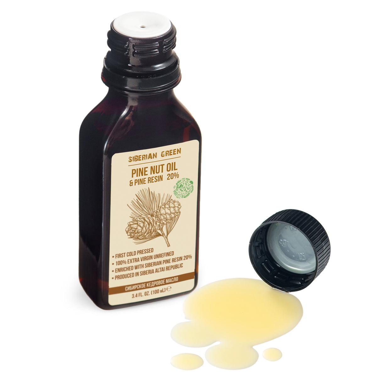 Huile de Pin de Sibérie à la Résine de Cèdre - 100ml | 100% Naturelle & Pressée à Froid