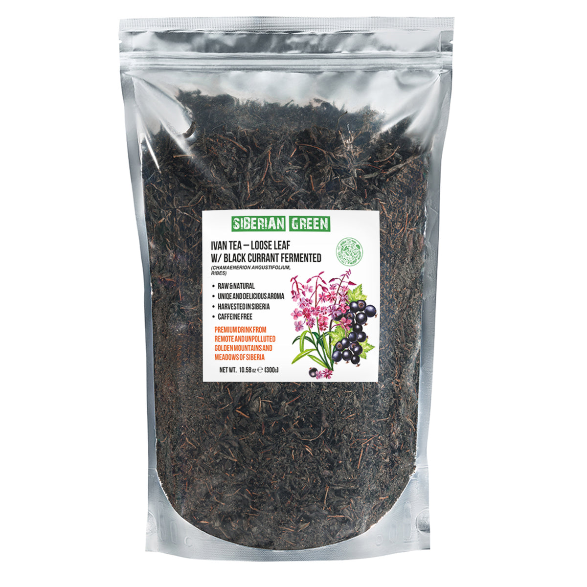 Ivan-Chai vert de Sibérie - 300g (10.58 oz) | Ivan-Chai en feuilles fermentées de qualité supérieure avec feuilles de cassis