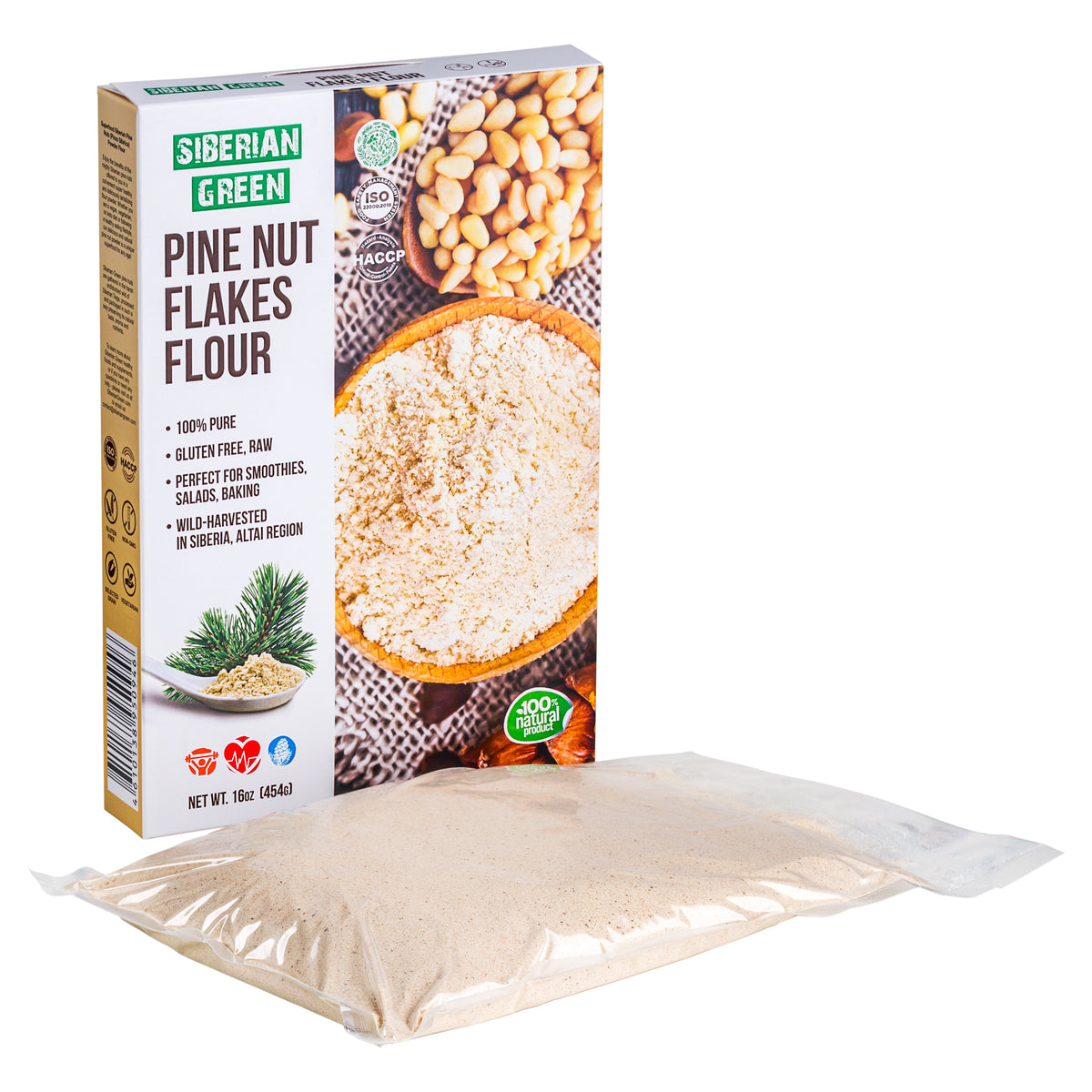 Poudre de noix de pin de Sibérie - 454g | Farine de noix de pin biologique de l'Altaï