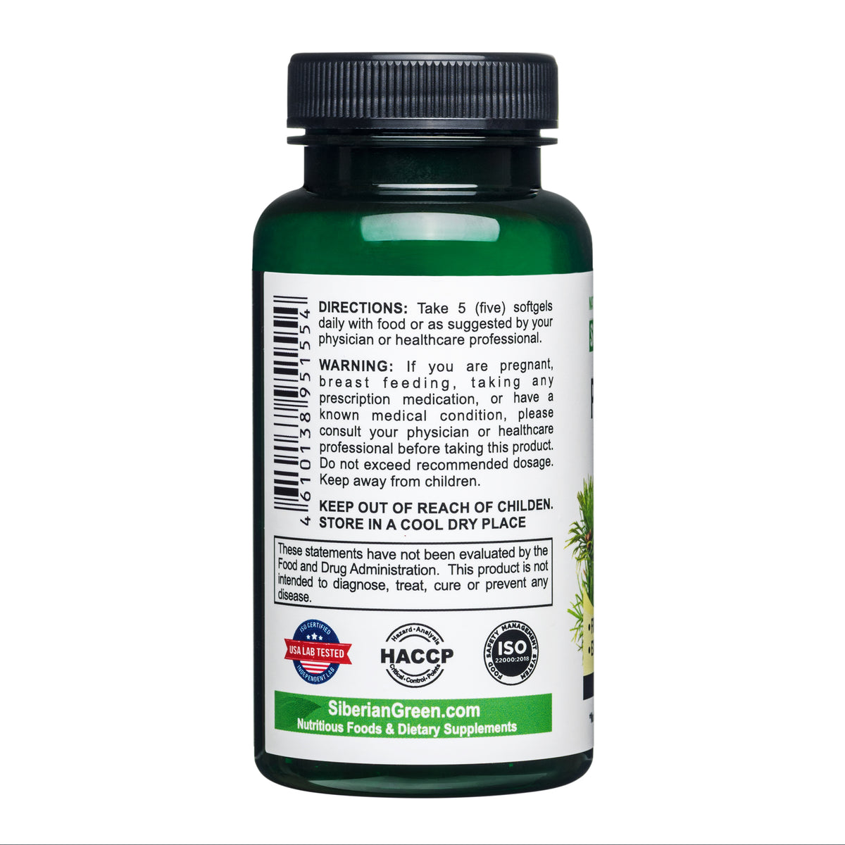 Siberian Pine Nut Oil Capsules - 200 Softgels | Récolté à l'état sauvage et pressé à froid