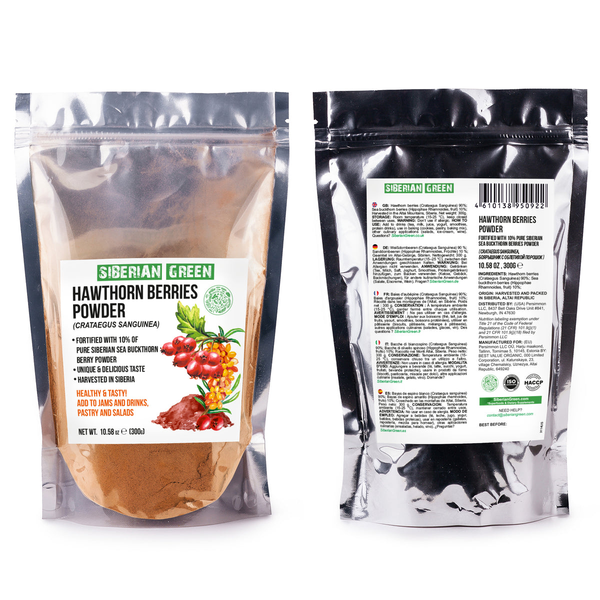 Poudre d'aubépine enrichie de baies d'argousier en poudre - 300g