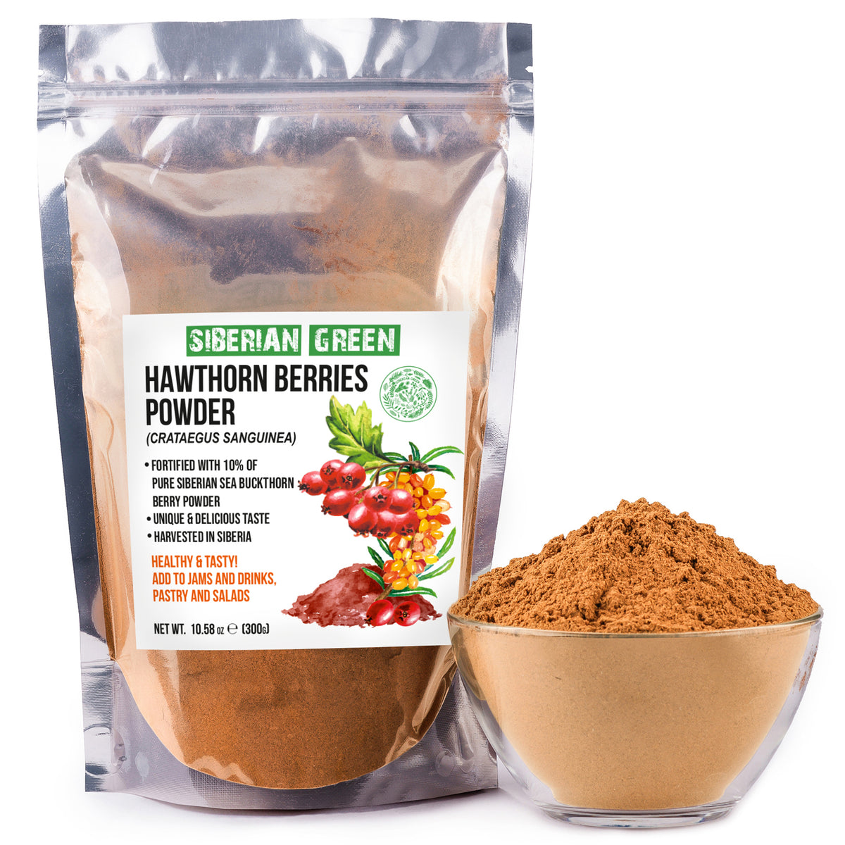 Poudre d'aubépine enrichie de baies d'argousier en poudre - 300g