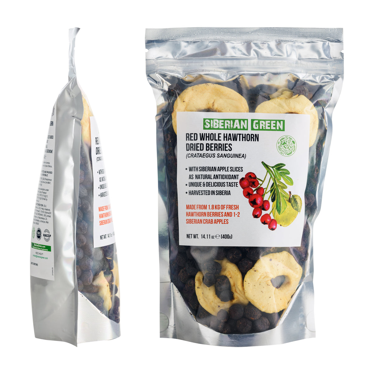 Baies d'aubépine rouge sauvage avec pomme de Sibérie - 400g (Crataegus Sanguinea)
