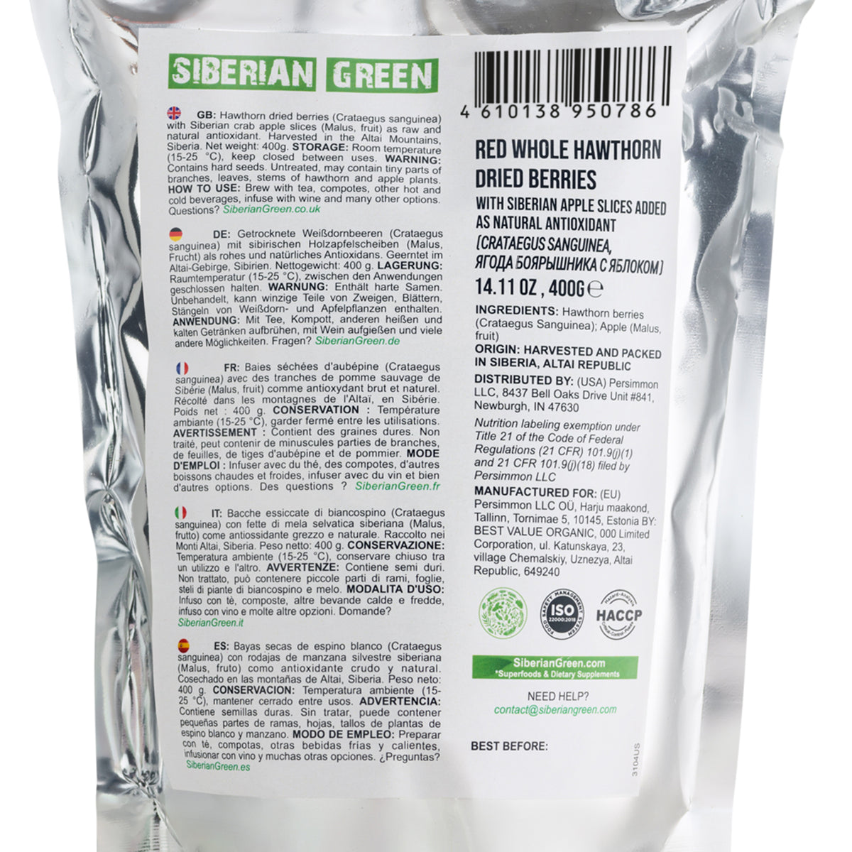 Baies d'aubépine rouge sauvage avec pomme de Sibérie - 400g (Crataegus Sanguinea)
