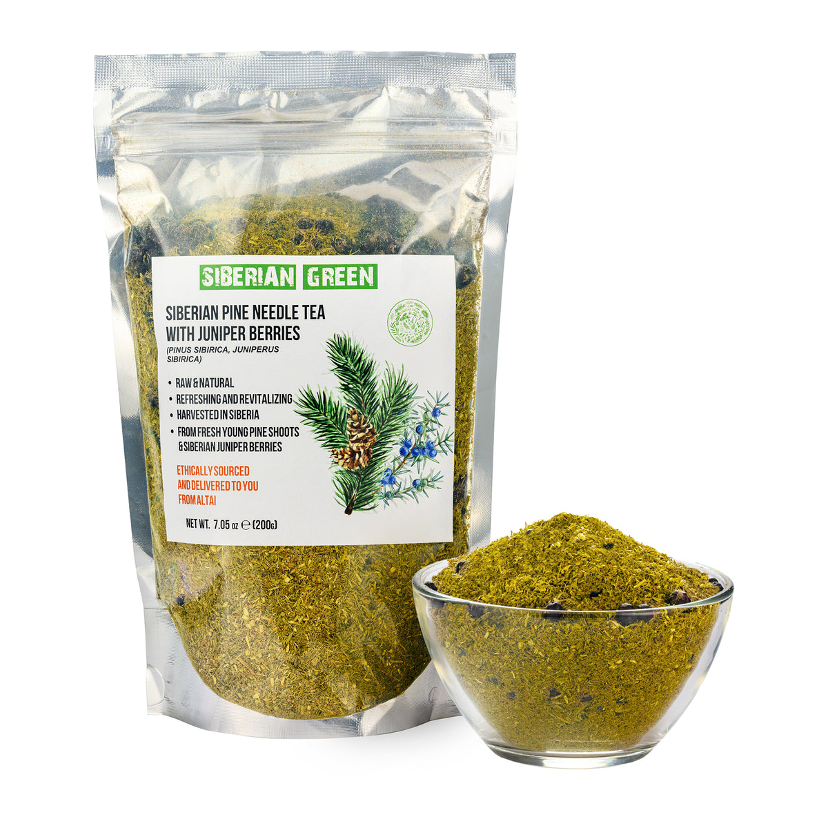 Aiguilles de pin de Sibérie et baies de genièvre - 200g mélange en vrac