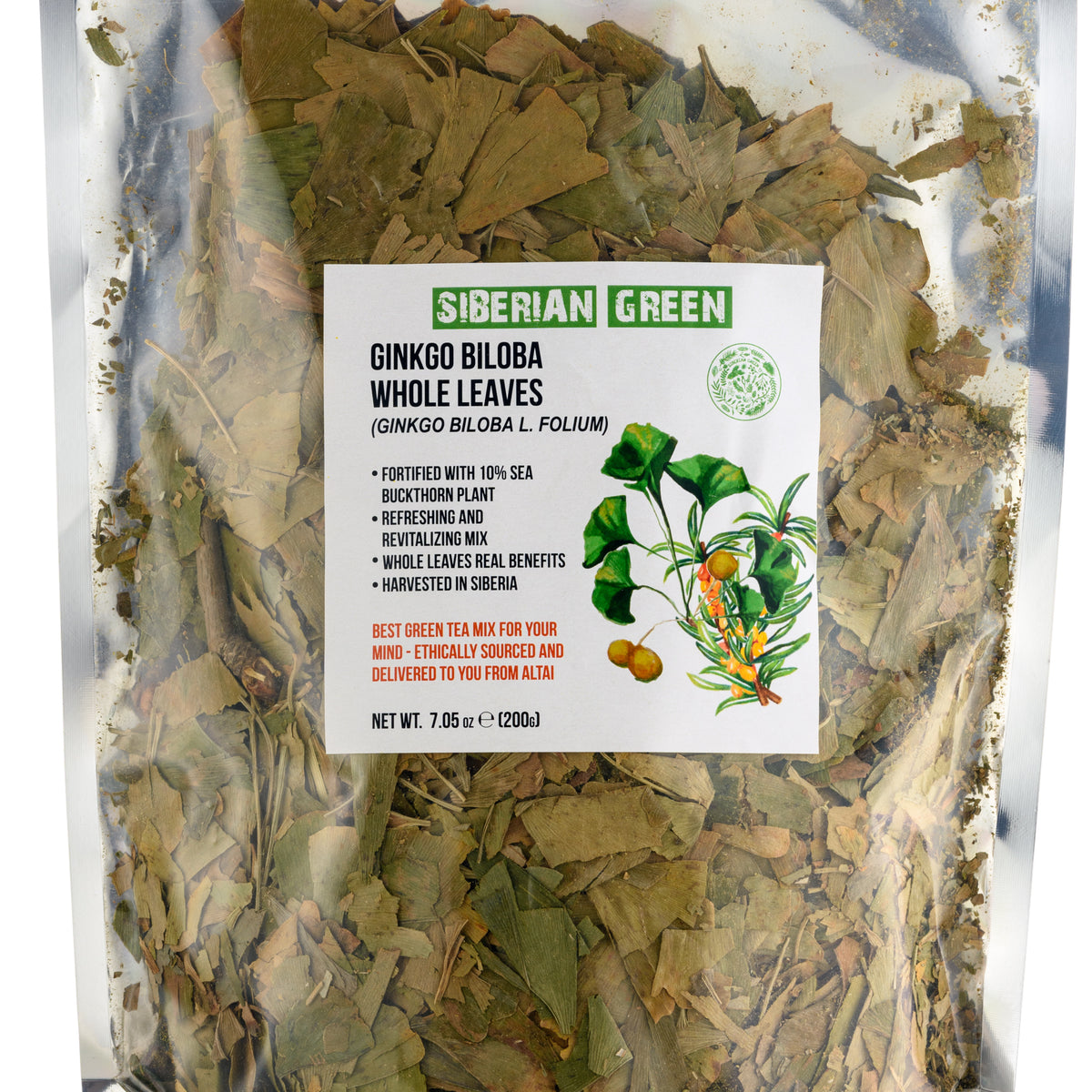Ginkgo Biloba et feuilles d'argousier -200g de tisane en vrac