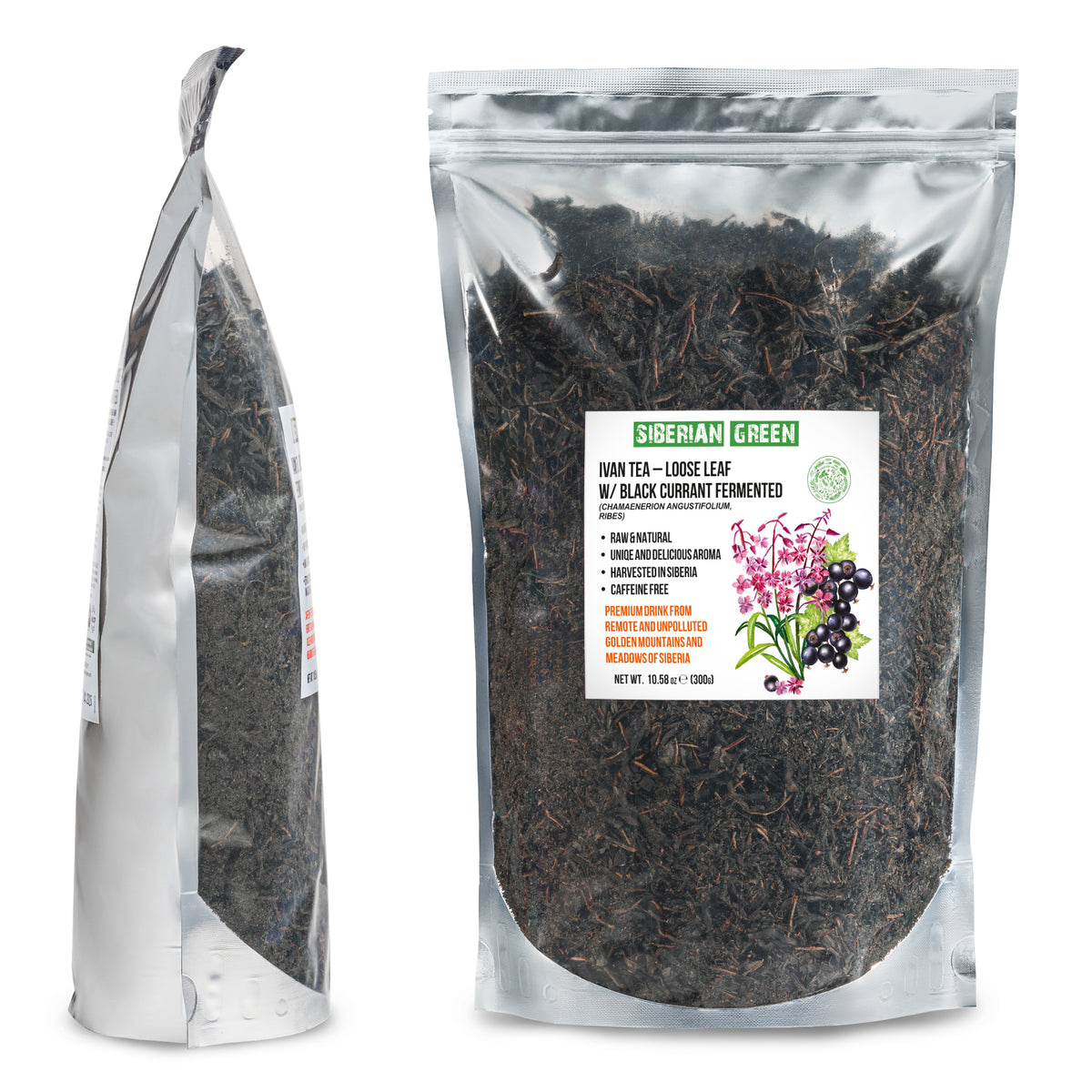 Ivan-Chai vert de Sibérie - 300g (10.58 oz) | Ivan-Chai en feuilles fermentées de qualité supérieure avec feuilles de cassis