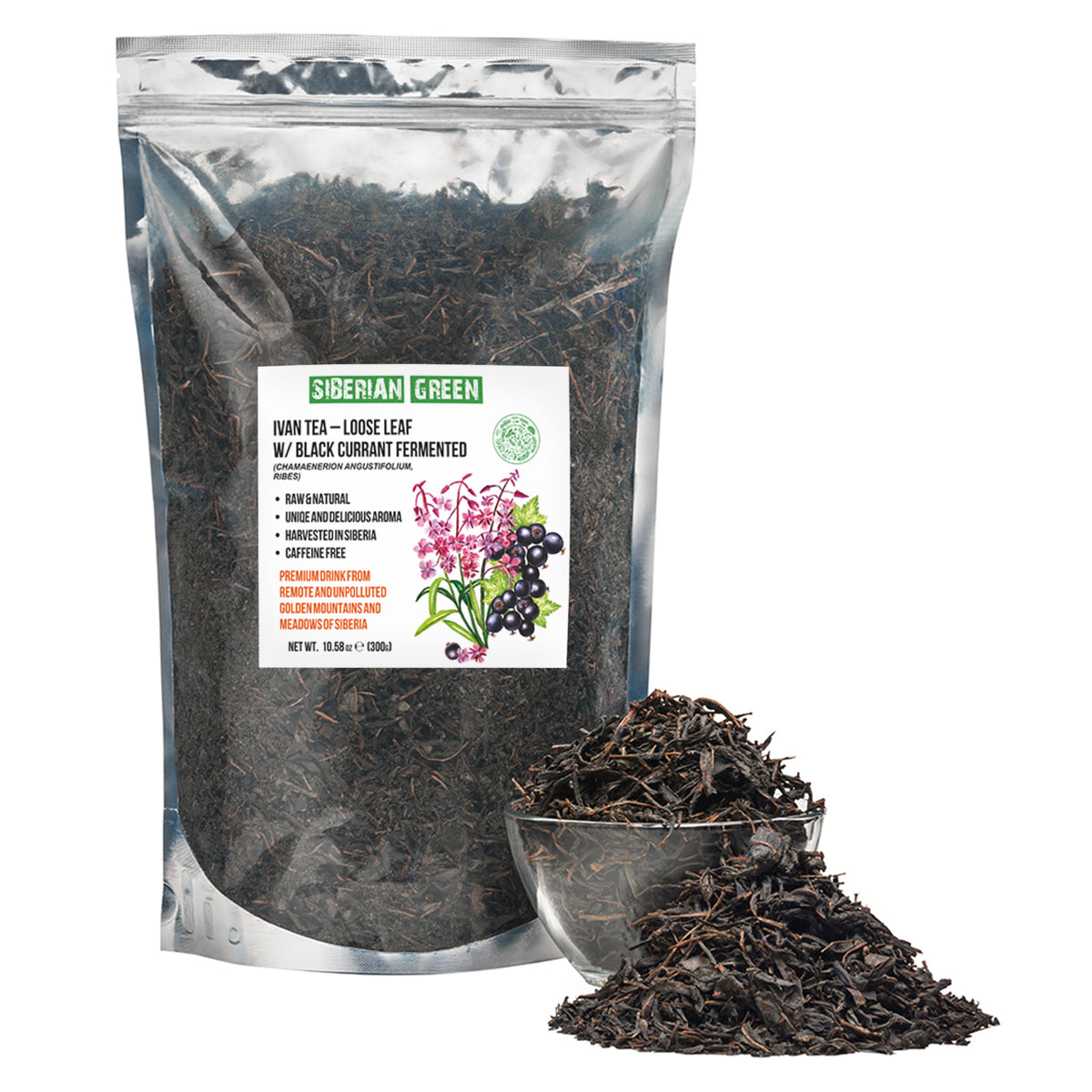Ivan-Chai vert de Sibérie - 300g (10.58 oz) | Ivan-Chai en feuilles fermentées de qualité supérieure avec feuilles de cassis