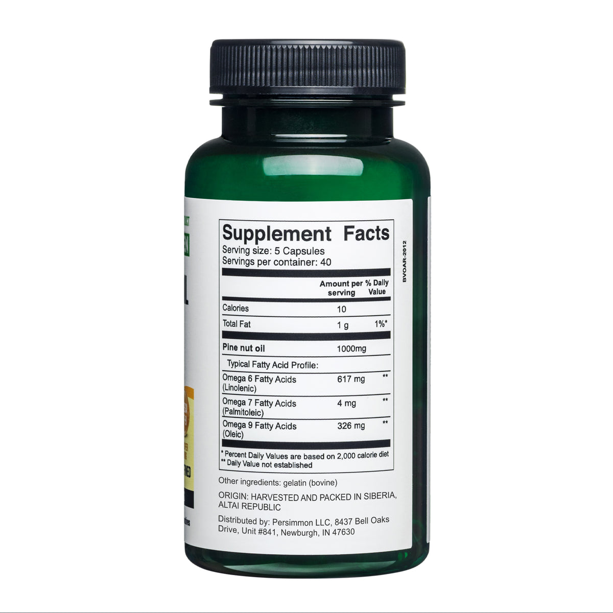 Siberian Pine Nut Oil Capsules - 200 Softgels | Récolté à l'état sauvage et pressé à froid