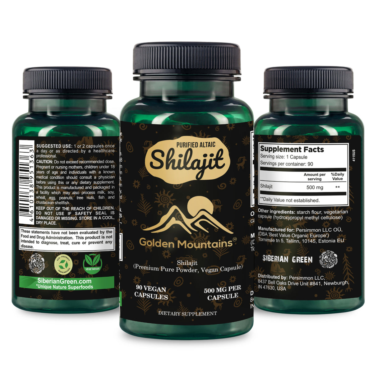 Golden Mountains Shilajit Vegan Capsules - 500mg | 90 Count