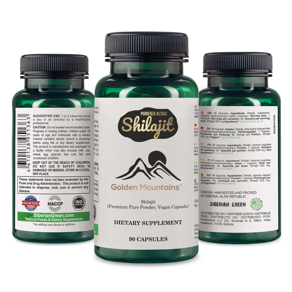 Golden Mountains Shilajit Vegan Capsules - 500mg | 90 Count