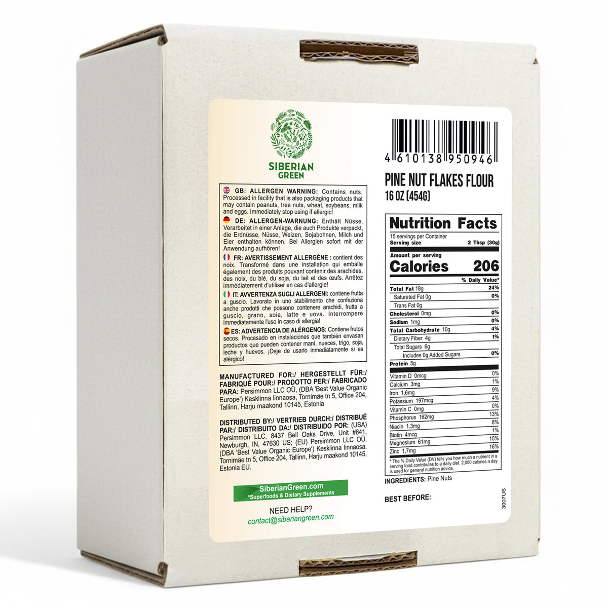 Poudre de noix de pin de Sibérie - 454g | Farine de noix de pin biologique de l'Altaï