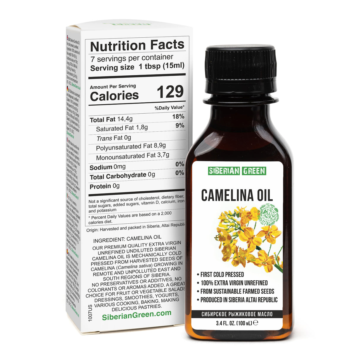Huile de Cameline de Sibérie - Vierge extra, pressée à froid (100ml)
