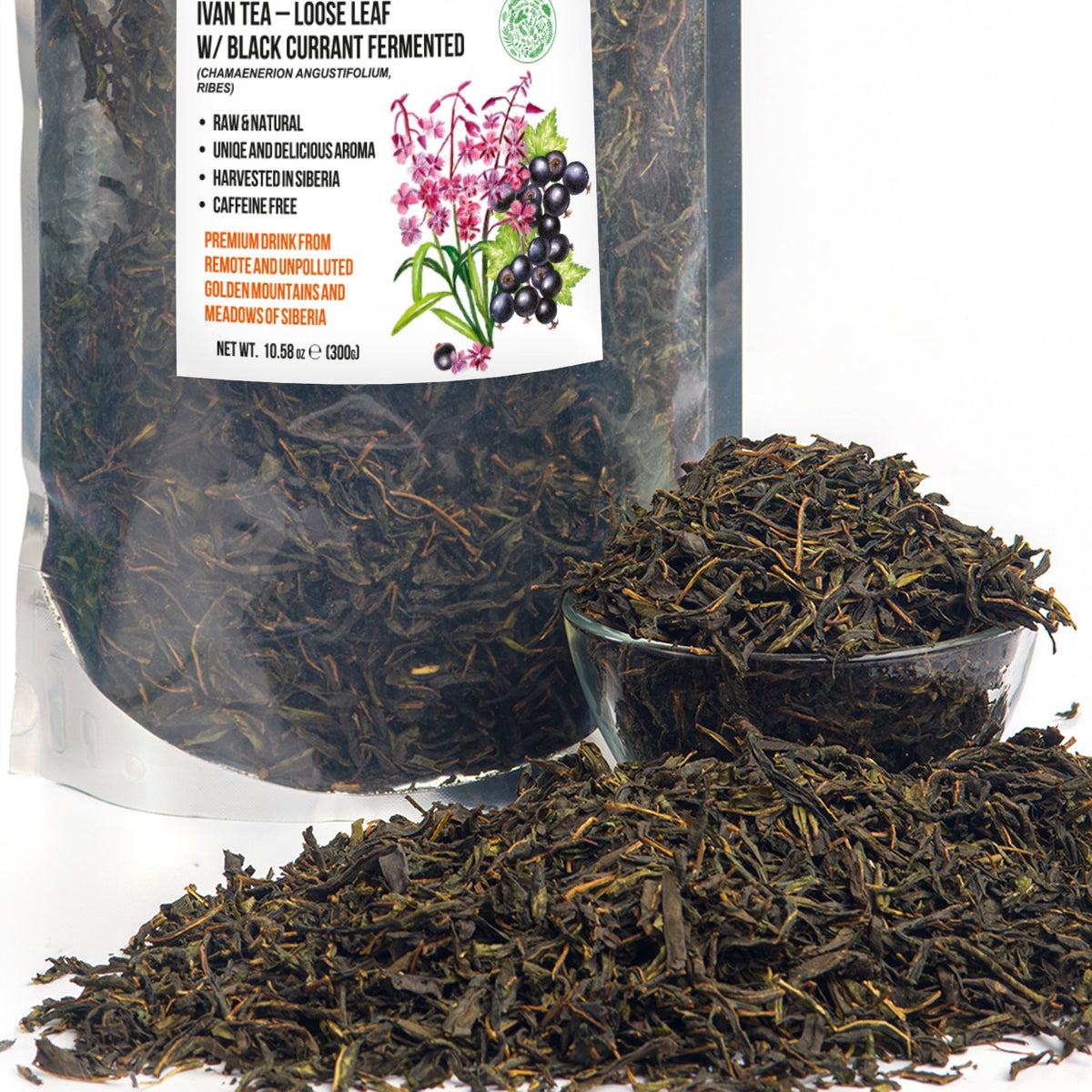 Ivan-Chai vert de Sibérie - 300g (10.58 oz) | Ivan-Chai en feuilles fermentées de qualité supérieure avec feuilles de cassis