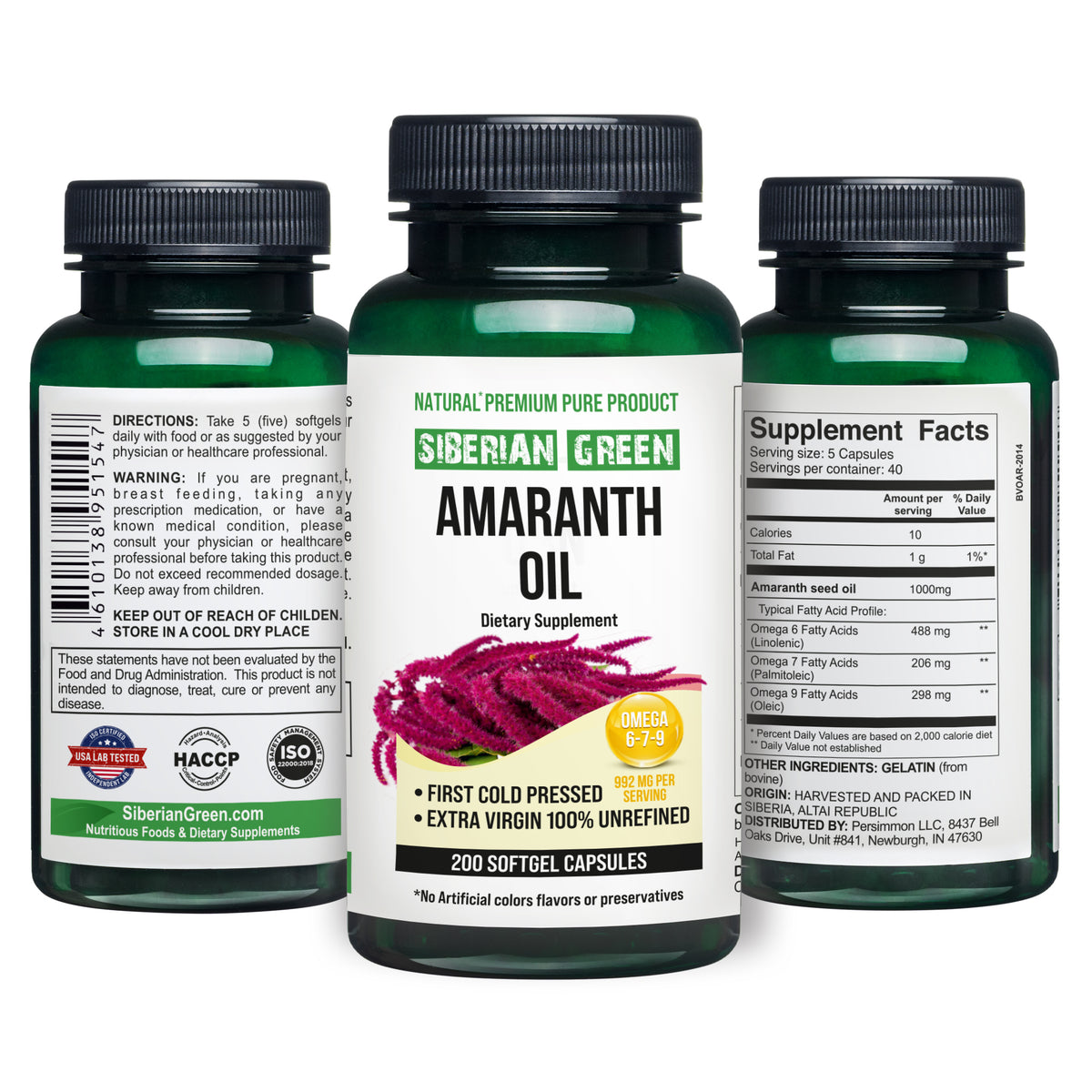 Huile de graines d'amarante biologique - 200 capsules molles