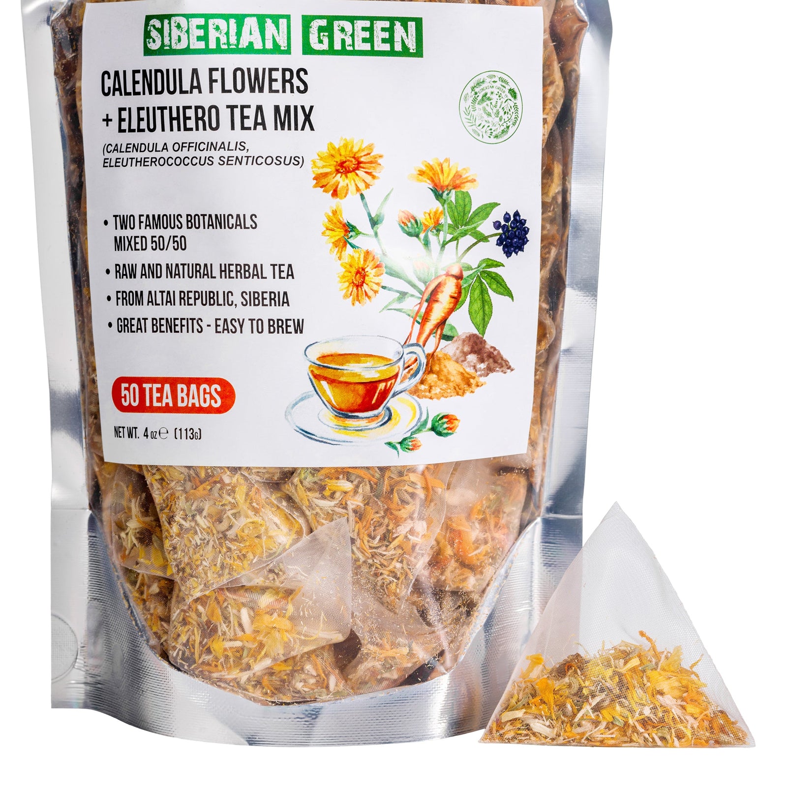 Thé de racines d'éleuthérocoque et de fleurs de calendula