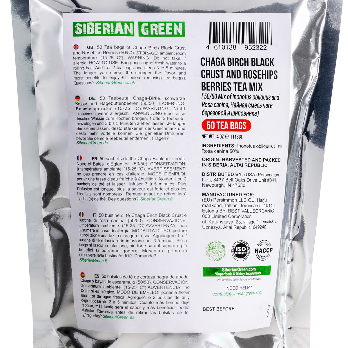Thé Chaga riche en antioxydants et en cynorrhodon, infusion sans caféine