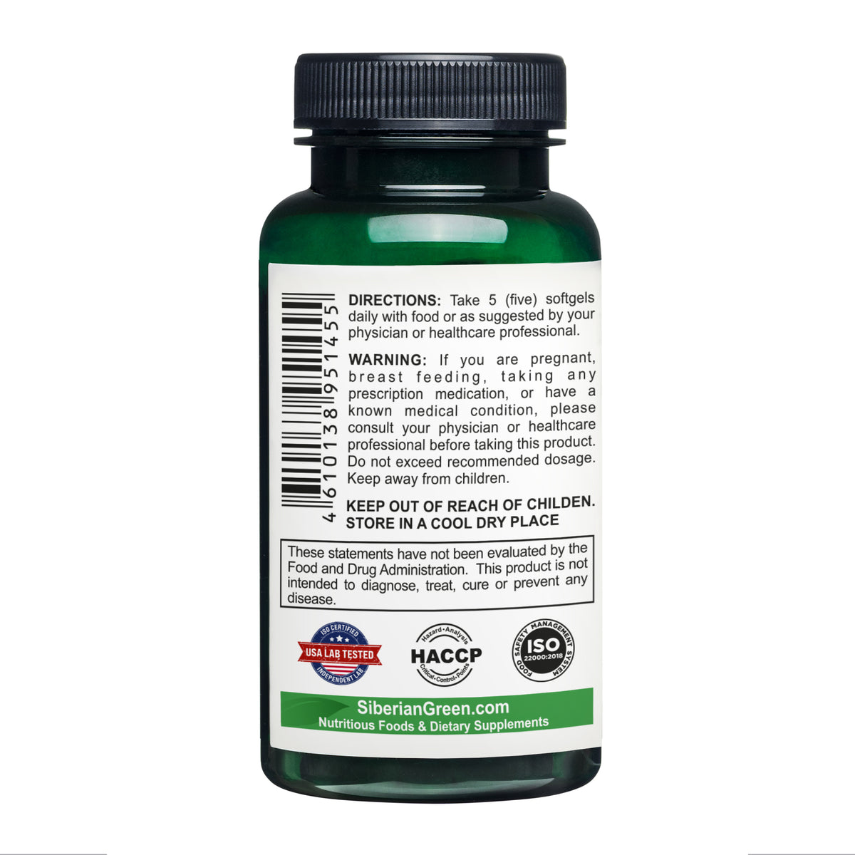Siberian Green Milk Thistle Oil Capsules - 200 Softgels | Pressée à froid et non raffinée