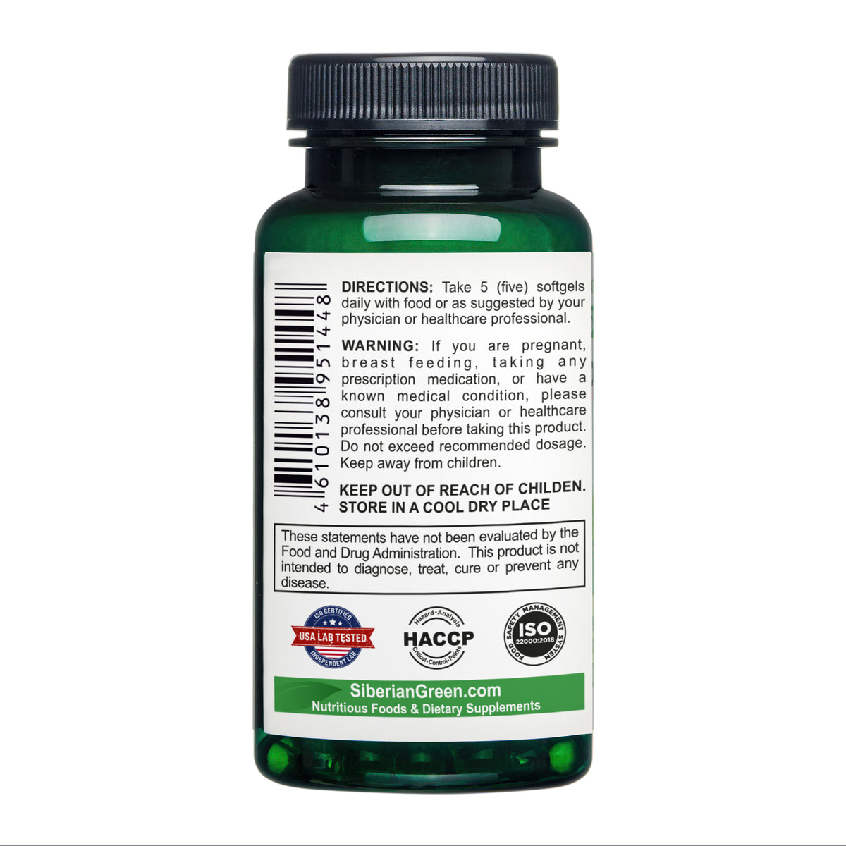 Capsules d'huile de noix de pin de Sibérie avec résine de pin - 200 capsules molles